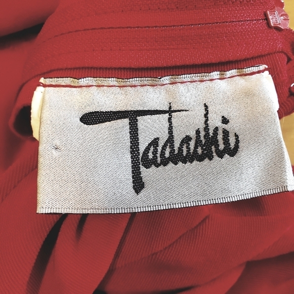 Vintage Tadashi Dress Bodycon Backless Red Midi Dress - Picture 5 of 13